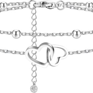 FIBO STEEL Stainless Steel Ankle Bracelet for Women Teens Cute Butterfly Sequin Infinity Cross Heart Evil Eye Pendant Layered Anklets Adjustable Foot Jewelry - Image 1