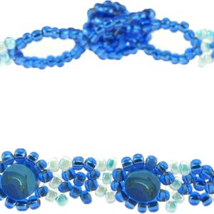 Fimo Discs with Dolphin Design on Blue Glass Seed Beads Anklet - Image 1