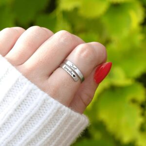 Just Breathe Ring for Women, Adjustable Heart Ring, Stainless Steel Spiral Wrap Healing Rings, Inspirational & Heart felt Gift - Image 2