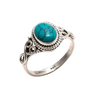 Turquoise Stone Ring 925 Sterling Silver Statement Ring For Women Handmade Rings Gemstone Christmas Promise Ring Size US 7 Gift For Her - Image 1