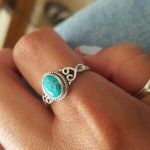Turquoise Stone Ring 925 Sterling Silver Statement Ring For Women Handmade Rings Gemstone Christmas Promise Ring Size US 7 Gift For Her - Image 2