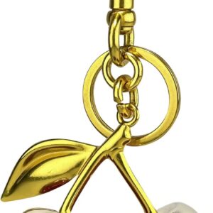 Glitter Cherry Bag Charm with Key Ring and Clip, Cute Cherry Keychain for Women's Purses and Handbags - Image 2