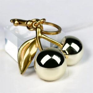 Glitter Cherry Bag Charm with Key Ring and Clip, Cute Cherry Keychain for Women's Purses and Handbags - Image 1