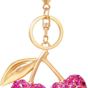 Cherry Fruit Keychain Gold Bag Charms for Handbags Glitter Cherry Key Chain Cute Metal Purse Charms Gold Silver - Image 1