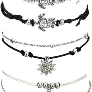 Suyi Beach Turtle Anklet Boho Handmade Adjustable Anklet Layered Rope Anklet Foot Chain for Women - Image 2