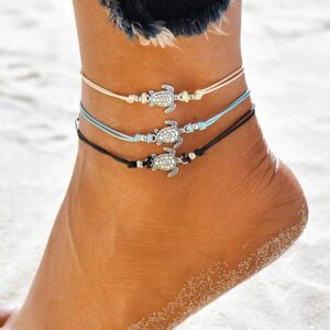 Suyi Beach Turtle Anklet Boho Handmade Adjustable Anklet Layered Rope Anklet Foot Chain for Women - Image 1